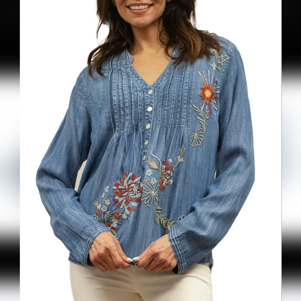 KARYN SEO long sleeve blouse size Large